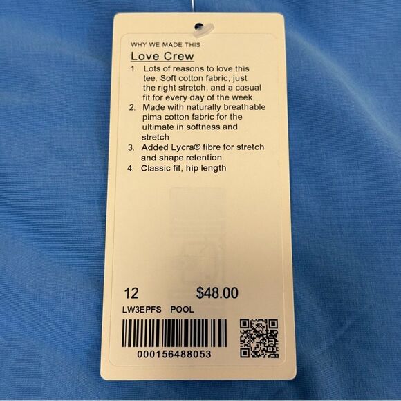 NWT Sz 12 LOVE CREW Curved-Hem Crewneck T-Shirt Pool Party Blue POOL - Lululemon - Picture 10 of 10